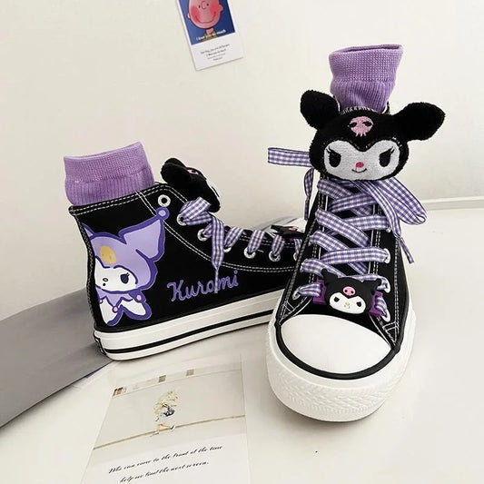 Anime Sanrio Kuromi Children High Top Canvas Shoes Kawaii Cartoon Non-slip Sole Canvas Cartoon Shoes Student Girl Gifts ShopOnlyDeal