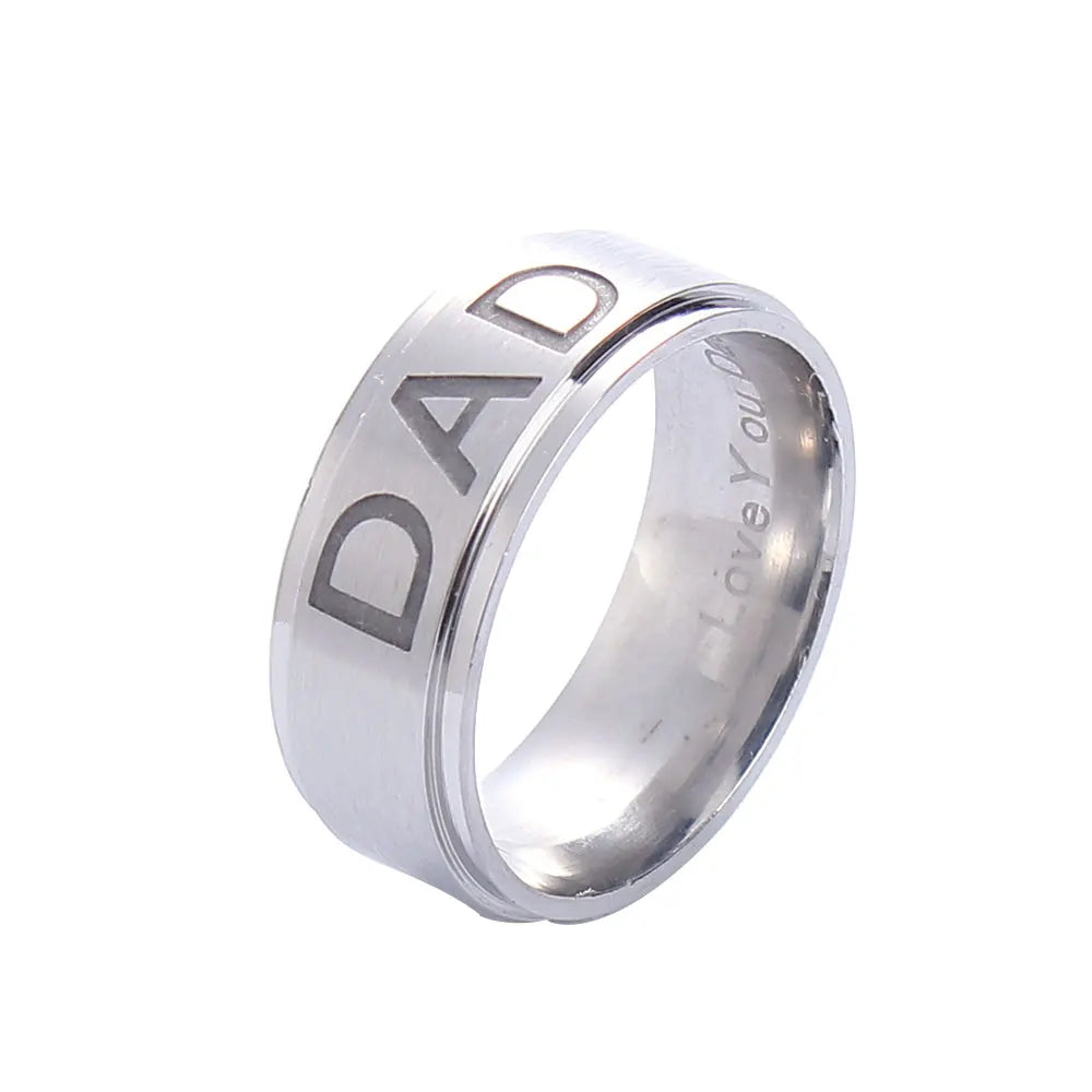 New Fashion "LOVE YOU DAD” Stainless Steel Dad Ring | Engraved Men's Ring Jewelry | Father's Day Gift ShopOnlyDeal