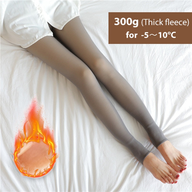 Winter Warm Tights Pantyhose Women Fleece Socks High Waist Thermal Stocking Insulated Pants Fake Translucent Leggings Tights ShopOnlyDeal