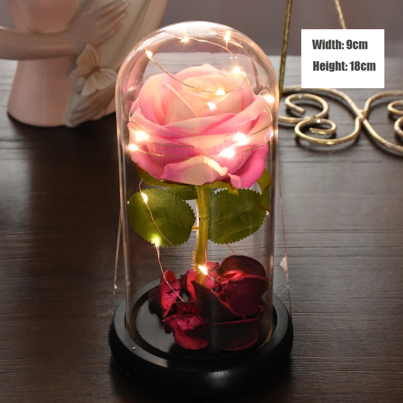 Mothers Day Gift 3 Head Rose LED Eternal Flower Rose Artificial Flower Christmas Wedding Valentine's Day Birthday Gift Home Decor ShopOnlyDeal