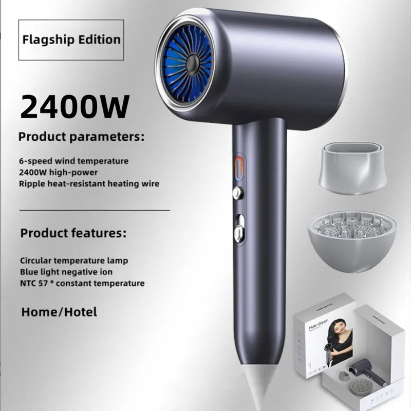 New High-Speed Hair Dryer 2400W High-Power Blue Light Negative Ion Cold And Hot Air Blower, Silent Professional Hair Salon Hair ShopOnlyDeal