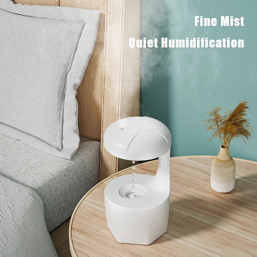 1000ML Anti gravity Humidifier Water Droplet Air Humidifier Portable Ultrasonic Humidifier with Night Light Auto-off Humidifier ShopOnlyDeal