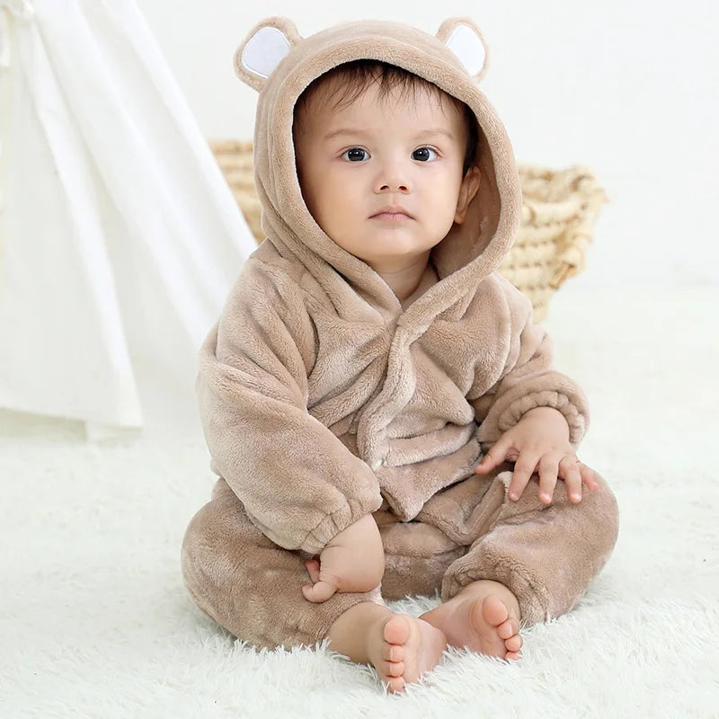 -30℃ Plus Thick Velvet Rompers Baby Padded Warm Bodysuits Clothes Winter Infant Waterproof Hooded One-Pieces Girls Boys Overalls ShopOnlyDeal