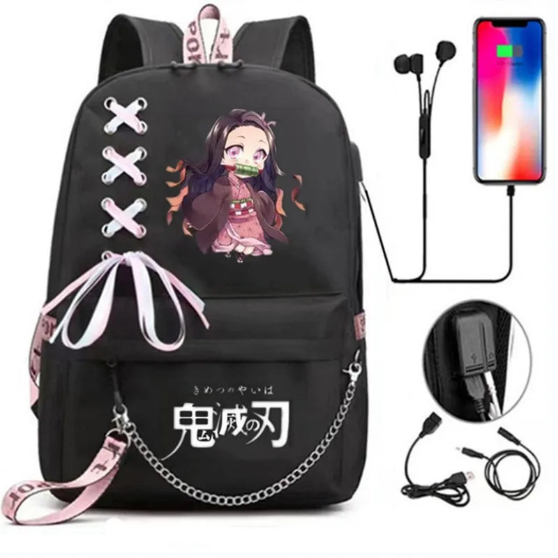 Kamado Nezuko Demon Slayer Anime Cosplay Backpack | Unisex Students School Bag | Cartoon Bookbag Laptop Travel Rucksack | Outdoor Bag ShopOnlyDeal