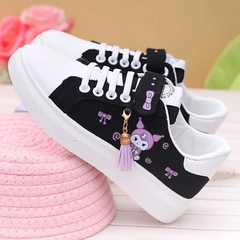 Sanrio Kuromi girl canvas shoes 2023 spring autumn sports shoes children's soft-soled sneakers student skate shoes casual shoes ShopOnlyDeal