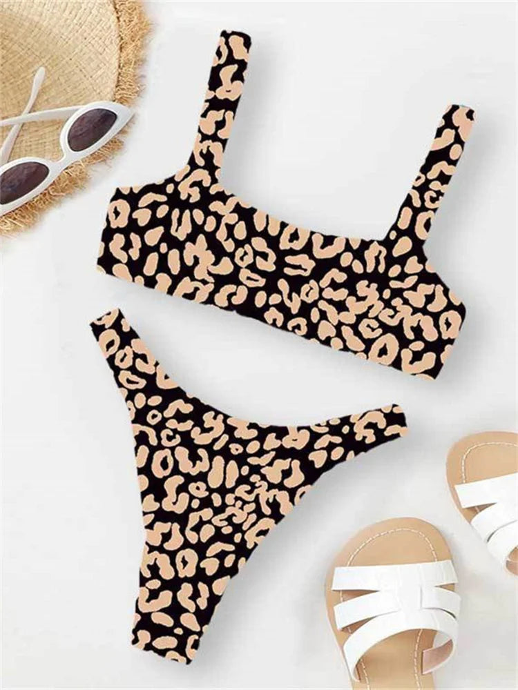 Sexy Micro Bikini 2024 Women Orange Leopard Push Up Padded Thong Swimsuit Female Cut Out Bathing Suit Swimwear Trajes De Baño ShopOnlyDeal