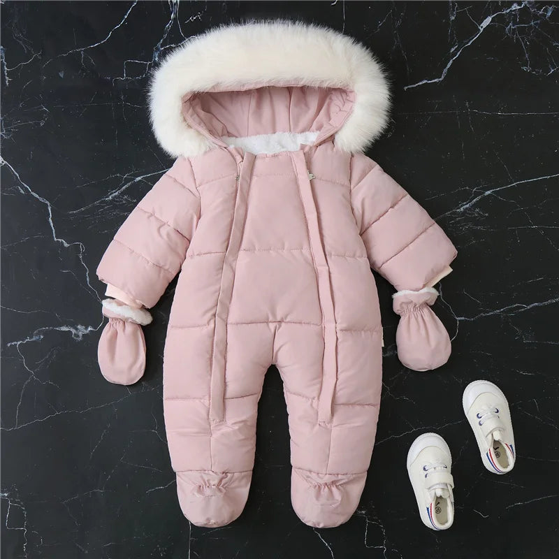 -30℃ Plus Thick Velvet Rompers Baby Padded Warm Bodysuits Clothes Winter Infant Waterproof Hooded One-Pieces Girls Boys Overalls ShopOnlyDeal