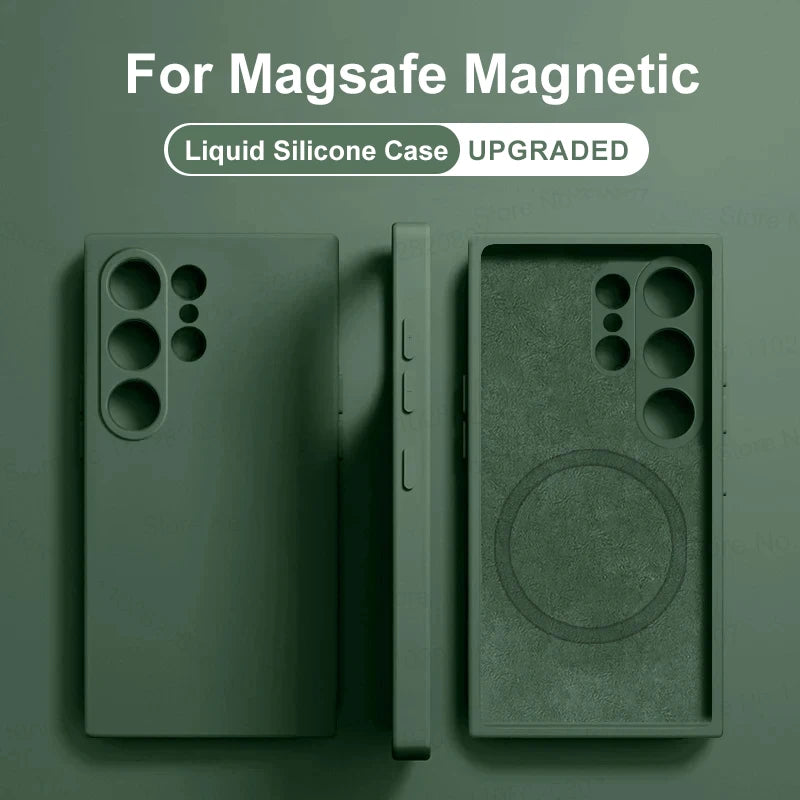 Upgraded Liquid silicone For Magsafe Magnetic Case For Samsung Galaxy S24 S23 S22 Ultra S21 FE Wireless Charge Cases Soft Cover ShopOnlyDeal