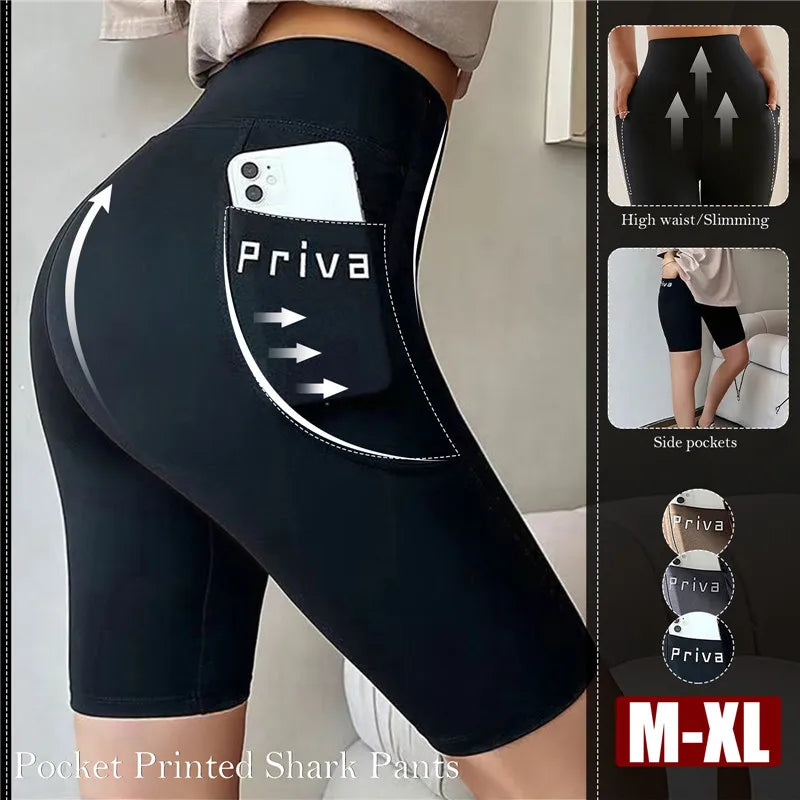 2024 Summer Yoga Shorts Women | High Waist Sport Biker Shorts for Fitness | Cross Waist Pocket Yoga Pant | Running Shorts with Pockets ShopOnlyDeal