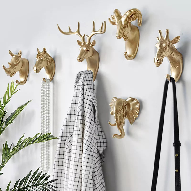 Multi Colour Deer Head Animal Decorative Hooks Wall Hanging Behind Door Wall Clothes Hat Key Holder Storage Rack Home Decor ShopOnlyDeal