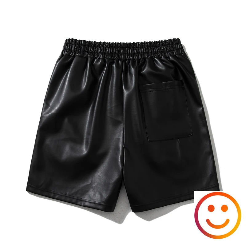 Leather Black Red Green Board Shorts with Pockets | 2024 Summer | High-Quality Yellow Drawstring Beach Short Pants Breeches for Men and Women ShopOnlyDeal