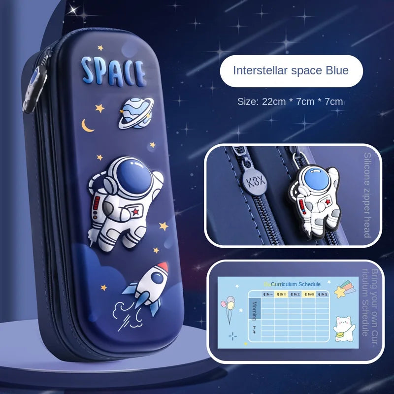 Astronaut 3D Cartoon Pencil Case Boys Stationery Box New Popular Student Double-layer Large Capacity Student Supplies Waterproof ShopOnlyDeal
