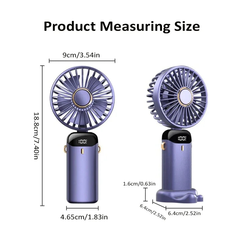 Portable Mini Fan USB Rechargeable Handheld Foldable Fan Air Conditioner Small Fan Cooler with LED Digital Display ShopOnlyDeal