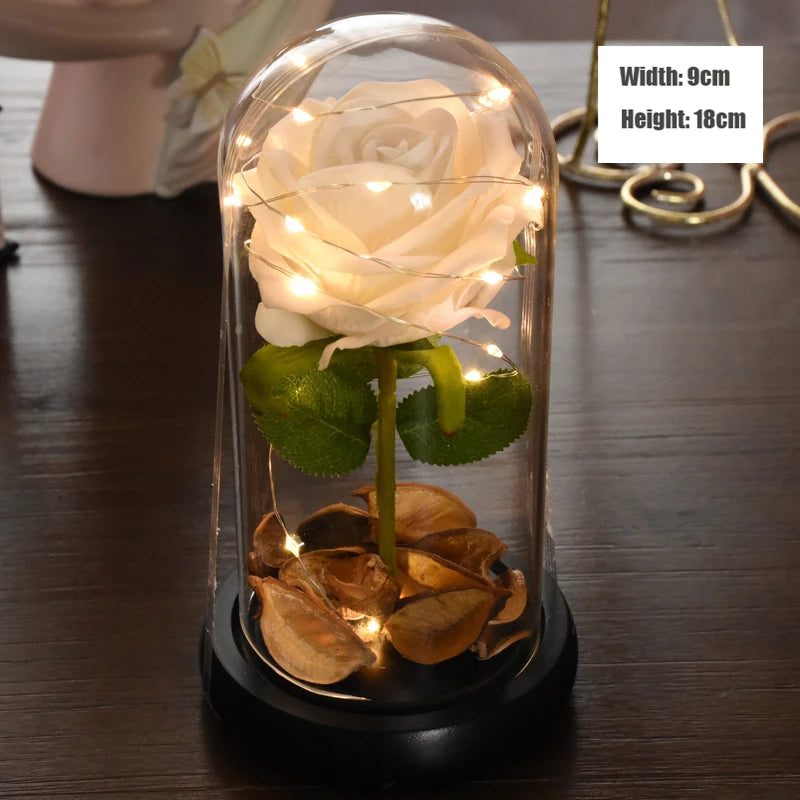 Mothers Day Gift 3 Head Rose LED Eternal Flower Rose Artificial Flower Christmas Wedding Valentine's Day Birthday Gift Home Decor ShopOnlyDeal