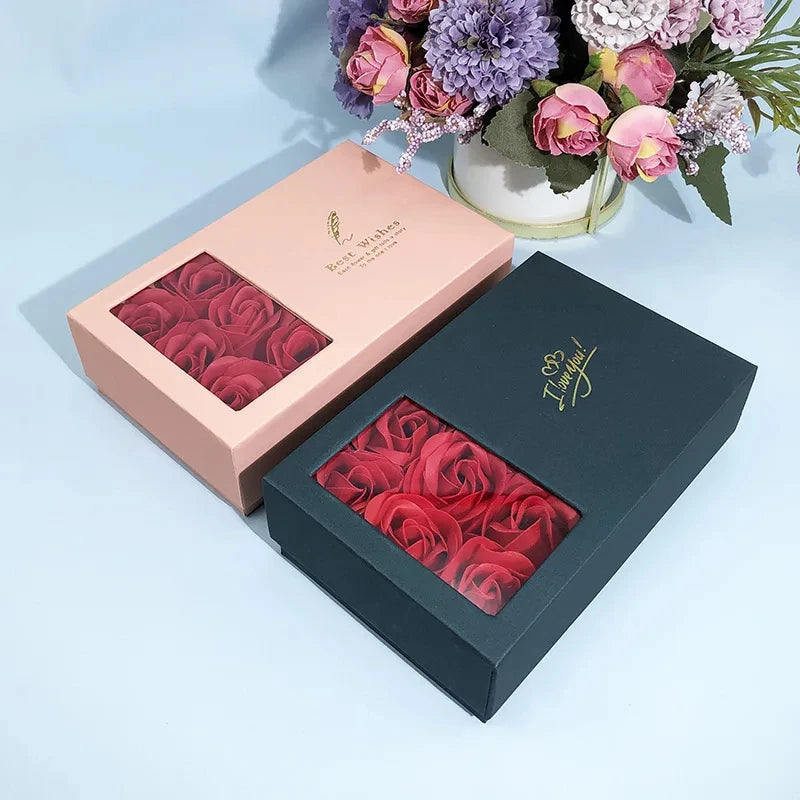 Romantic Simulated Rose Soap Flower Jewelry Gift Box Rose Jewelry Box Valentine's Mother's Day Wedding Birthday Party Gift Case ShopOnlyDeal