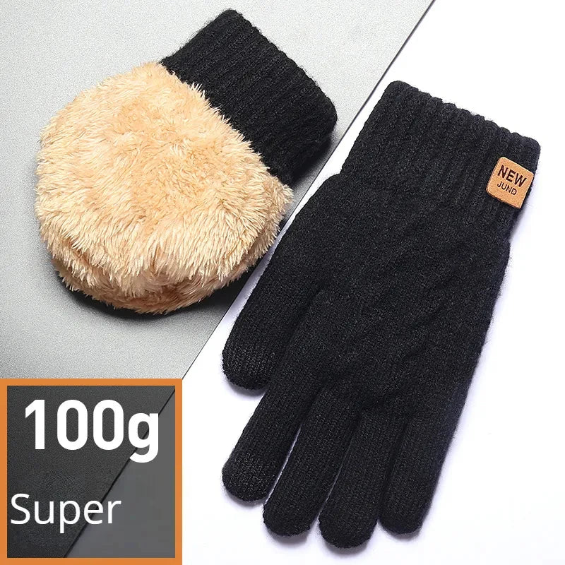 Men Knitted Thick Thermal Full Finger Gloves Women Men Fashion Winter Outdoor Warm Wool Driving  Gloves Touchscreen Mittens ShopOnlyDeal