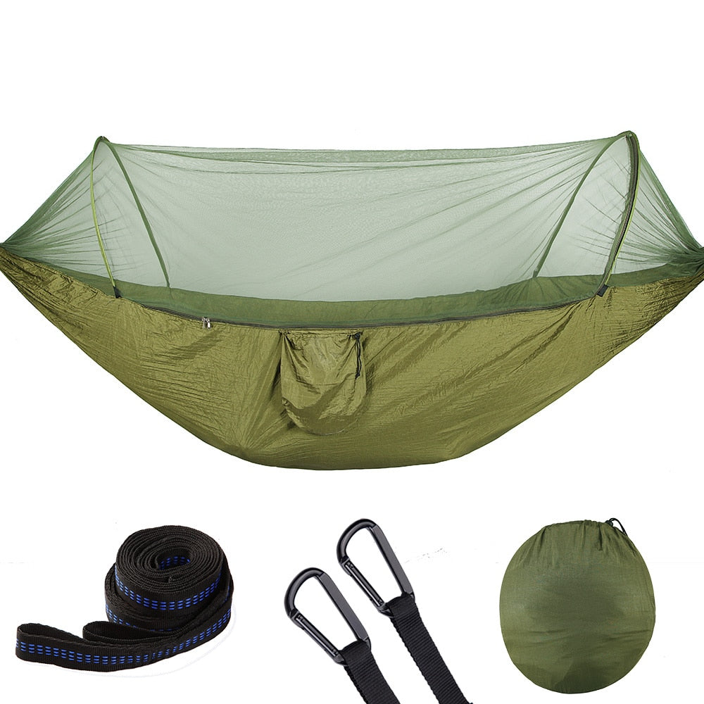 Experience Outdoor Bliss in 2023 with our Camping Hammock with Mosquito Net - Pop-Up Light, Portable Parachute Hammocks for Swing and Sleeping. Your Ultimate Camping Stuff! ShopOnlyDeal