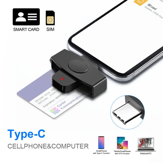 CAC Smart Card Reader Type-C Bank Tax Declaration SIM Card/IC Card ID EMV Card External Reader for Mac Windows /Android OS ShopOnlyDeal