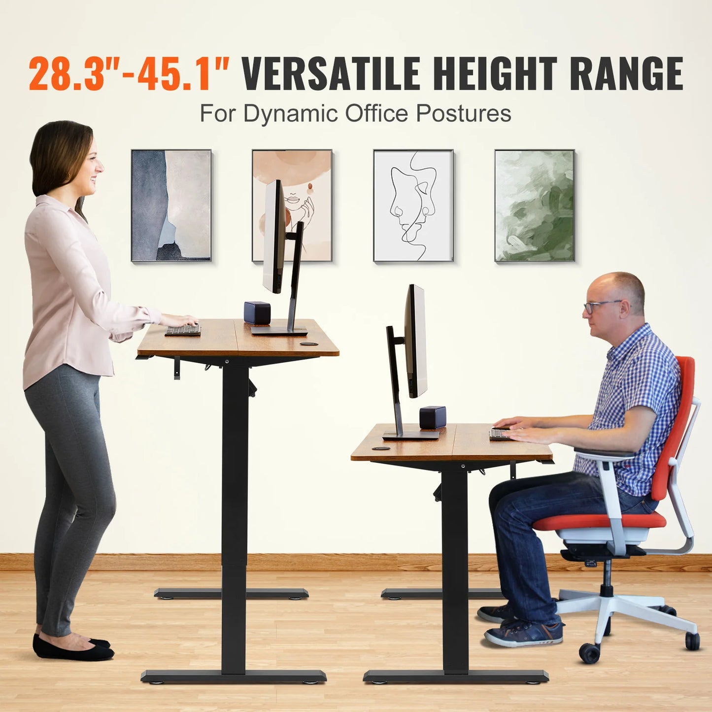 VEVOR Height Adjustable Desk,3-Key Modes Electric Standing Desk,Sturdy Dual Metal Frame, Max.Bearing 180 LBS Sit Stand up Desk ShopOnlyDeal