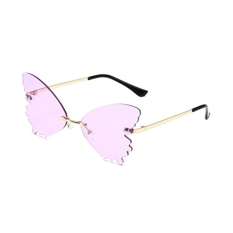 2022 Vintage Dragonfly Wings Sunglasses Fashion Rimless Women Clear Lens Eyewear Men Pink Sun Glasses UV400 Eyewear Female ShopOnlyDeal