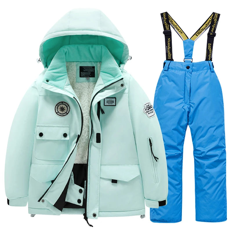 Winter children's skiing suit for boys and girls, windproof and waterproof thick coat for warmth and snow playing equipment ShopOnlyDeal