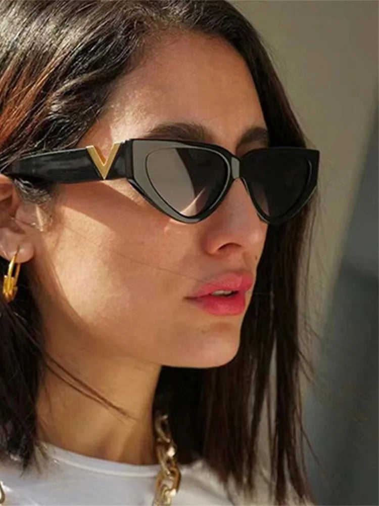 Luxury Vintage Cat Eye Sunglasses for Women 2024 | Fashion V Brand Designer Cateye Sun Glasses - UV400 Female Eyewear Gafas De Sol Mujer ShopOnlyDeal