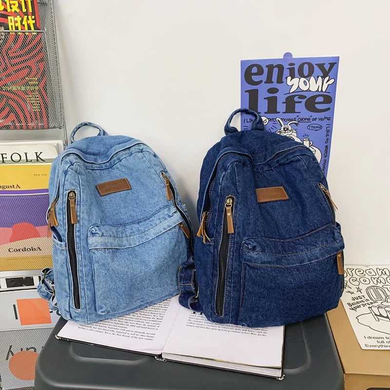 High-Quality Denim Ladies Backpacks | New Women Schoolbags | 2023 Spring Youth Laptop Backpacks | Travel Bag Mochilas De Mujer ShopOnlyDeal