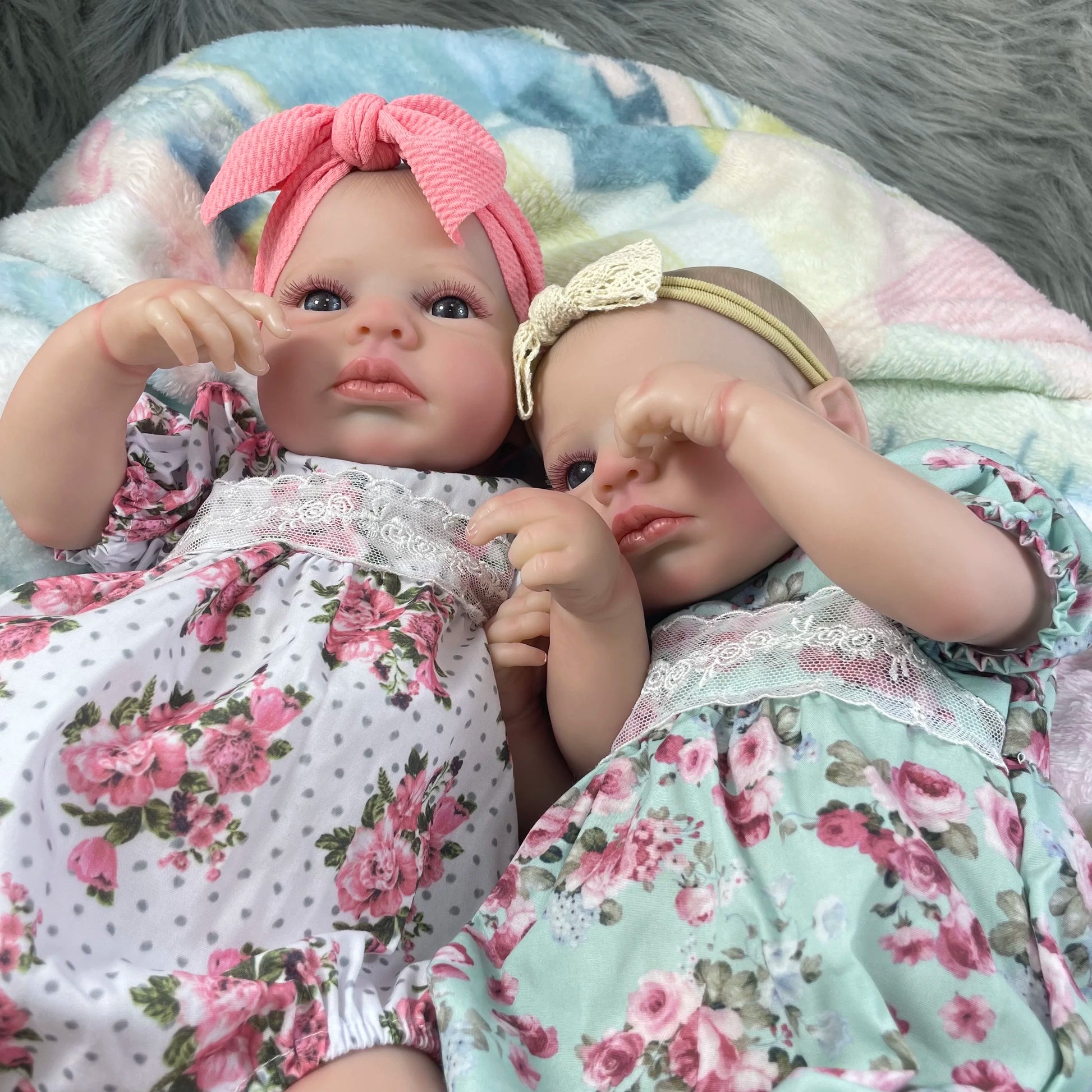 MRB 50CM LouLou Awake Twins Girl Reborn Baby Dolls Lifelike Silicone Vinyl Newborn 3D Skin Visible Veins DIY Toys For Girls ShopOnlyDeal