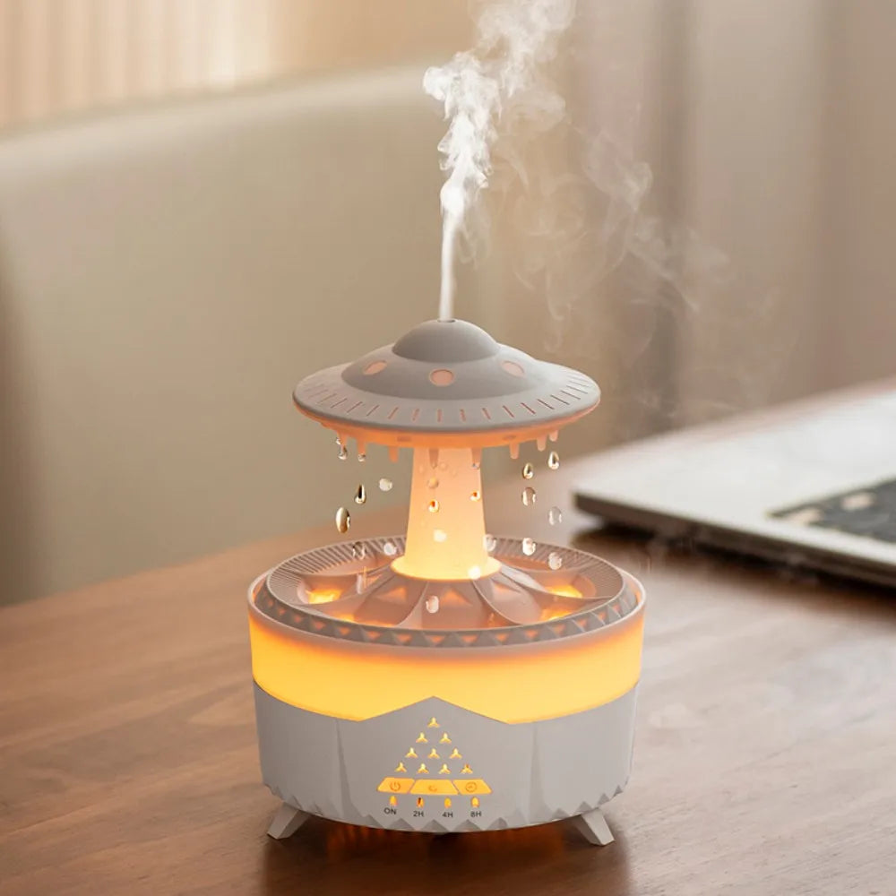 Colourful Raindrop Air Humidifier with Jellyfish Night Lights Rotating Quiet Essential Oils Diffuser Wireless Remote Night Lamp ShopOnlyDeal