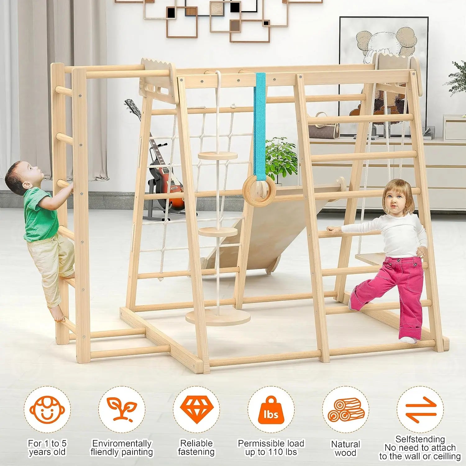 Toddler Climbing Toys, Indoor Playground Climbing Toys for Toddlers, Montessori Style Playground Sets for Backyards with Slide, ShopOnlyDeal