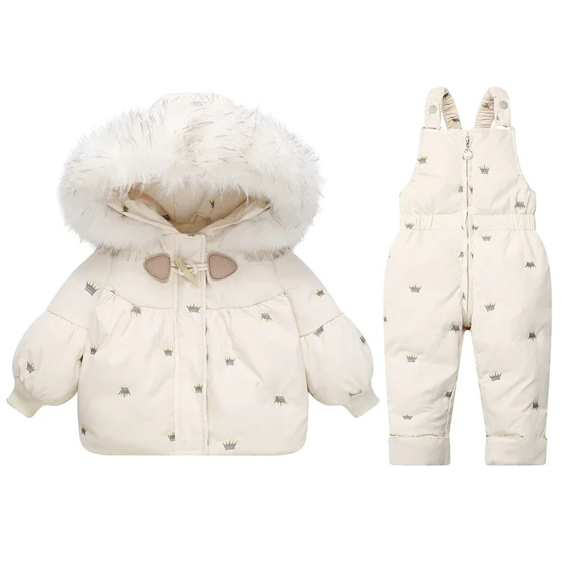 Winter Children`s Clothing Set 2Pcs Girl Down Jacket 2023 New Baby Snowsuit Clothes Overalls for kids Toddler Jumpsuit Coat 1-4Y ShopOnlyDeal