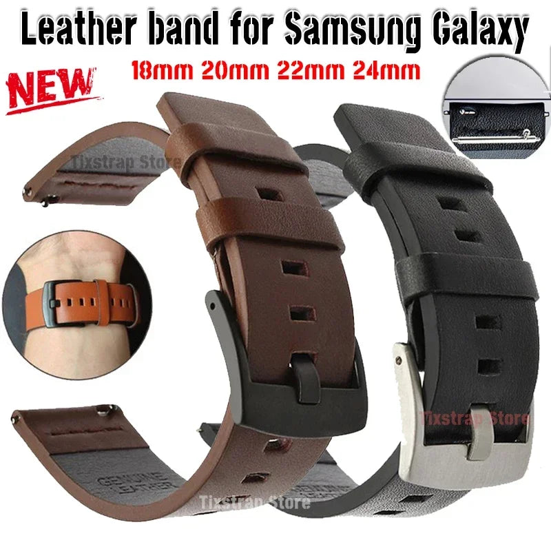 22mm & 24mm Leather Watchband for Samsung Galaxy Watch | Quick Release Strap for Galaxy Watch 3, 46mm, 42mm, Active2 40mm, 44mm | 18mm & 20mm Smartwatch Bracelet ShopOnlyDeal