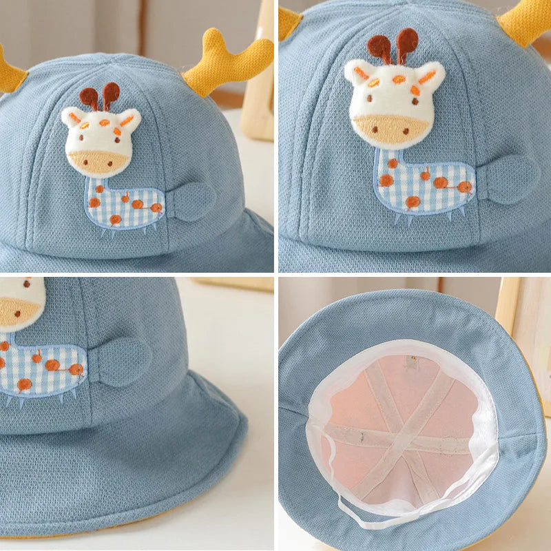 New Baby Bucket Hat With Ears Cute Cartoon Animals Baby Boy Girl Sun Cap Infant Toddler Fisherman Hat ShopOnlyDeal