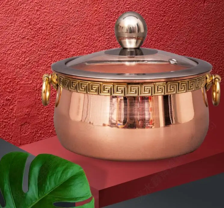 Pure Copper Thickened Single Hot Pot for One | Restaurant-Style Small Copper Pot for Home Shabu Mutton Hotpot | Durable and Elegant Design Alo Trendy ShopOnlyDeal