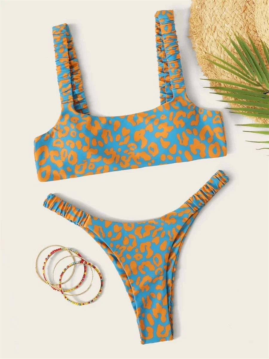 Sexy Micro Bikini 2024 Women Orange Leopard Push Up Padded Thong Swimsuit Female Cut Out Bathing Suit Swimwear Trajes De Baño ShopOnlyDeal