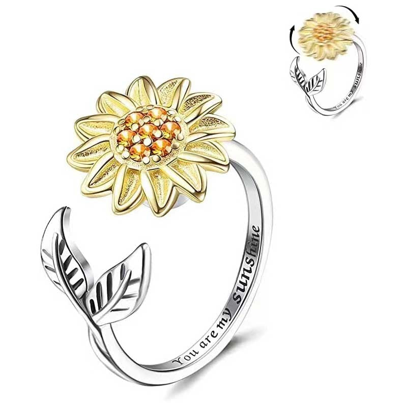 Satinless Steel Sun Rings For Women Anti Stress Anxiety Fidget Sunflower Sun Star Ring Party Aesthetic Jewelry Gift Bijoux Femme ShopOnlyDeal