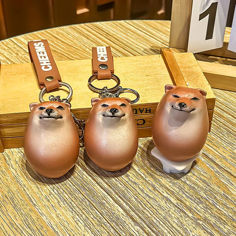 New Cheems Dog Egg Keychain Creative Cute and Funny Dog Toy Decoration Keyring Car Phone Bag Pendant Gift Ornament Llaveros 키링 ShopOnlyDeal