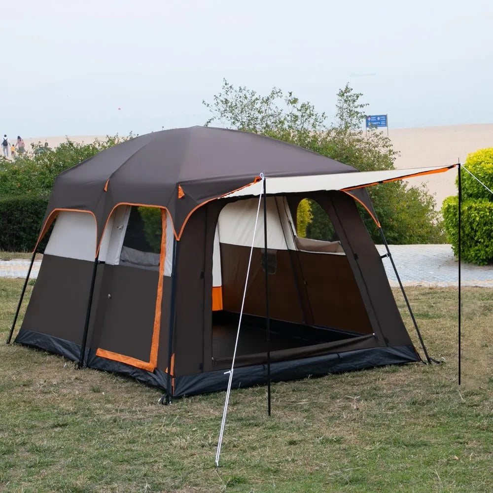 Large Tent 6 Person,Family Cabin Tents,Straight Wall,3 Doors and 3 Windows with Mesh,Waterproof ShopOnlyDeal