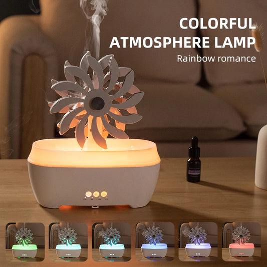 Raindrop Windmill Aromatherapy Humidifier Machine Control Desktop Essential Oil Diffuser Home Fog Quantity Night Light Remote ShopOnlyDeal