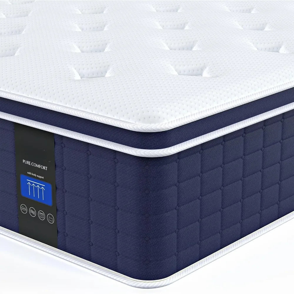 Twin Mattress 14 Inch, Hybrid Twin Bed Mattress in a Box, 4 Layer Premium Foam with Pocket Springs for Motion Isolation ShopOnlyDeal