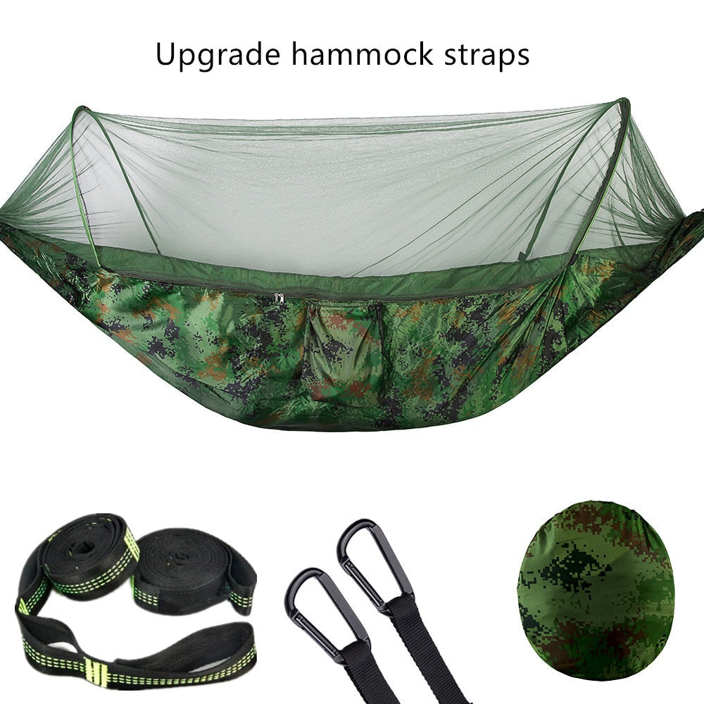 Experience Outdoor Bliss in 2023 with our Camping Hammock with Mosquito Net - Pop-Up Light, Portable Parachute Hammocks for Swing and Sleeping. Your Ultimate Camping Stuff! ShopOnlyDeal