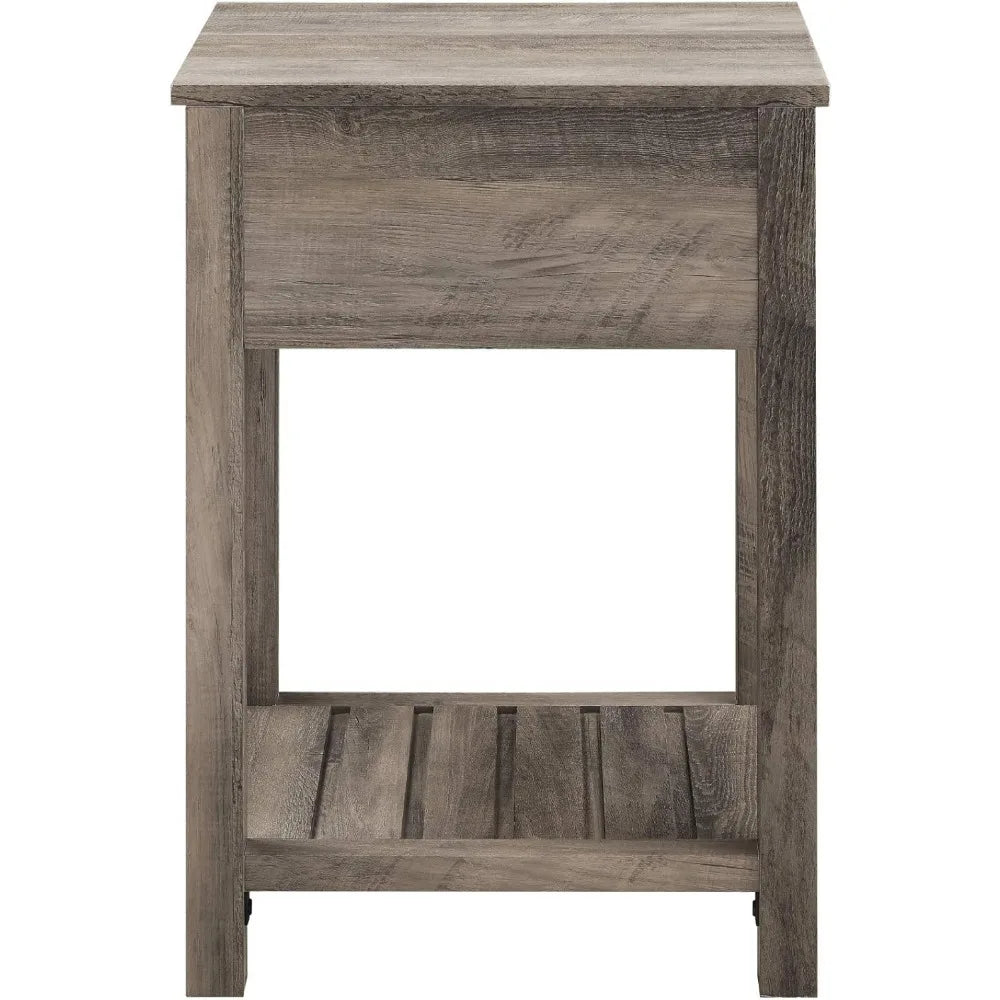 Farmhouse Square Side Accent Table Set-Living-Room Storage End Table with Storage Door Nightstand Bedroom, 18 Inch, Grey Wash ShopOnlyDeal