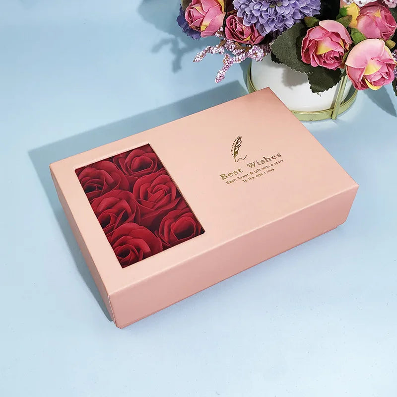 Romantic Simulated Rose Soap Flower Jewelry Gift Box Rose Jewelry Box Valentine's Mother's Day Wedding Birthday Party Gift Case ShopOnlyDeal