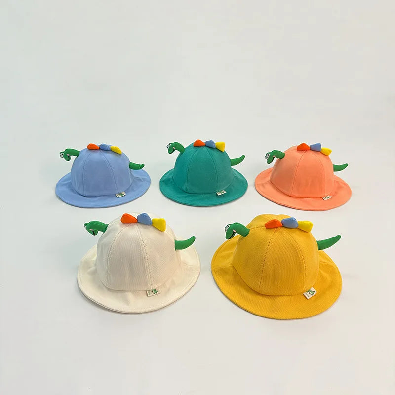 Korean Cute Cartoon Dinosaur Baby Bucket Hat Children Outdoor Beach Sun Hats Boys Girls Cotton Kids Fisherman Cap ShopOnlyDeal