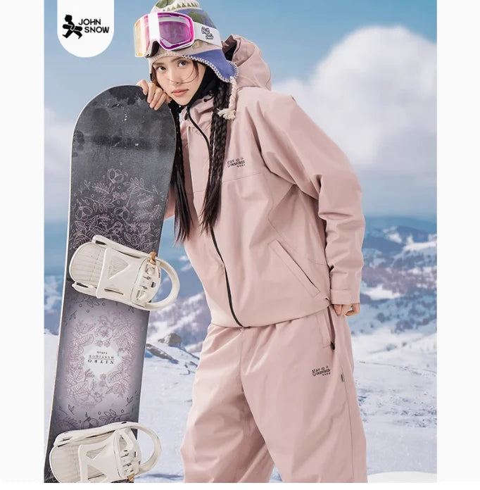 John snow 2024 New Male female couple Single and double board Ski suit set Loose type waterproof keep warm Ski pants ski jackets ShopOnlyDeal