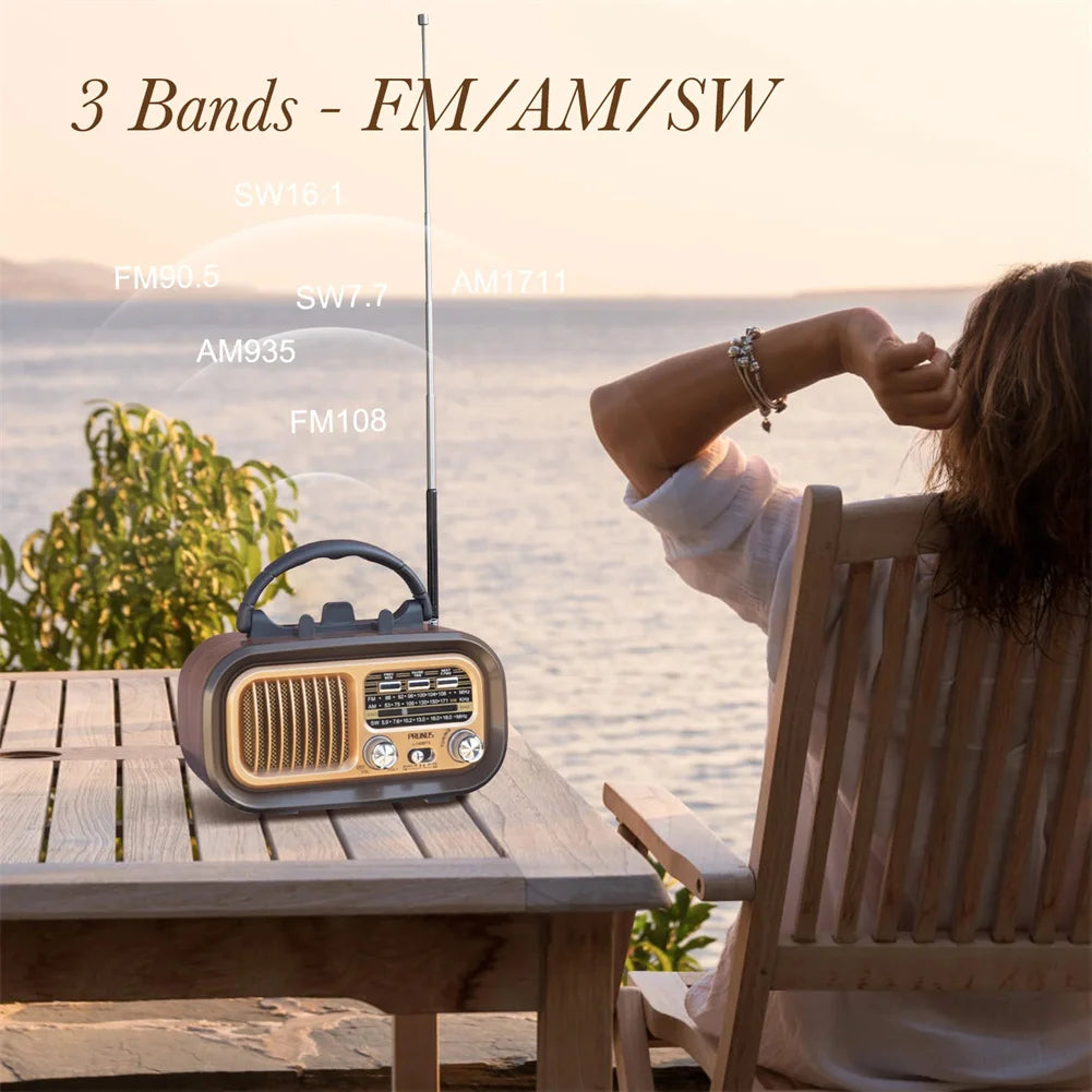 AM FM Portable Radio Operated By USB Cable/Solar Panels Rechargeable Radios Player 3 Band Radio For Senior Outdoor Home ShopOnlyDeal