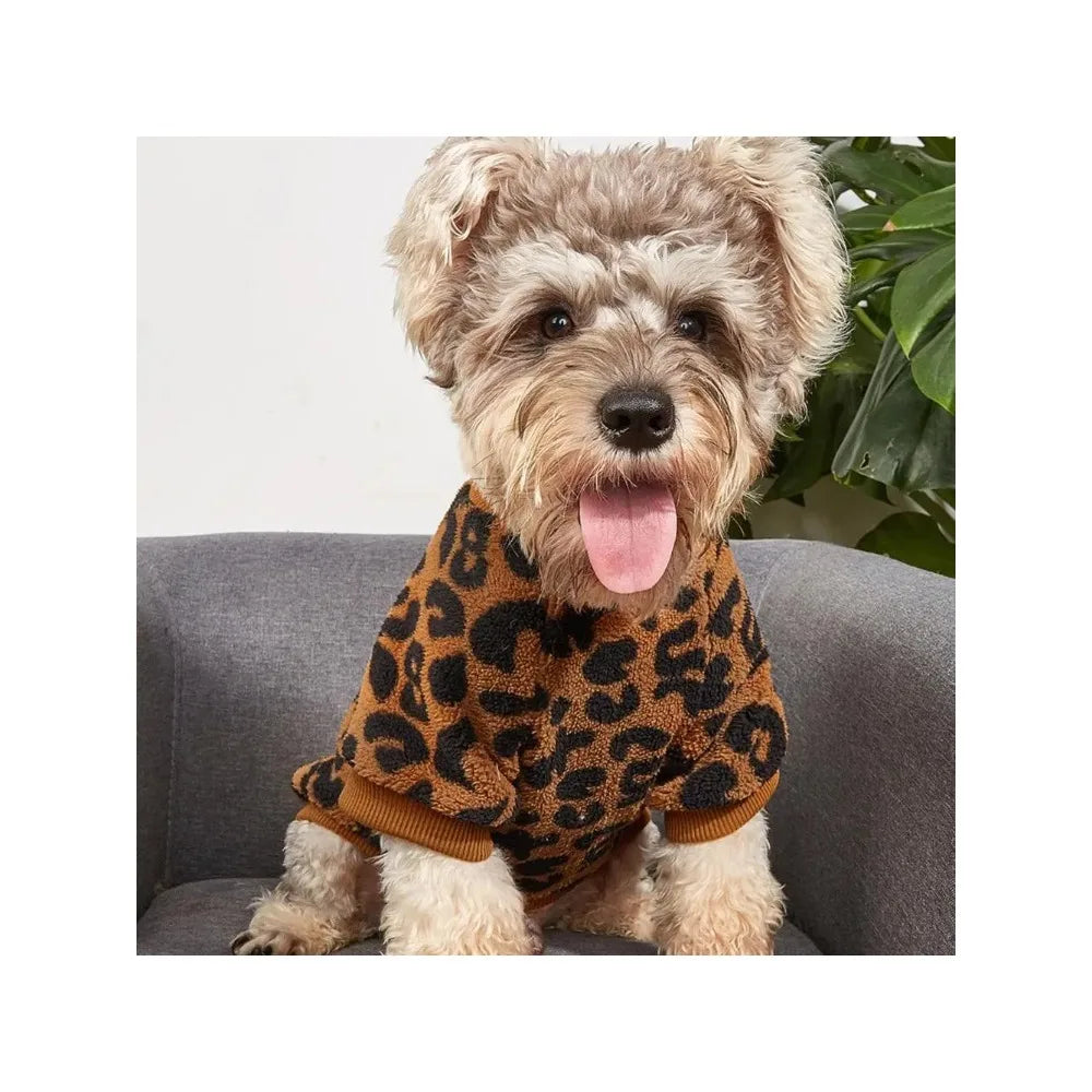 Puppy Pullover Dogs Pet Sweater Winter Leopard Print French Bulldog Winter Warm Sweater Pet Apparel Dog Clothing Kurtka Dla Psa ShopOnlyDeal