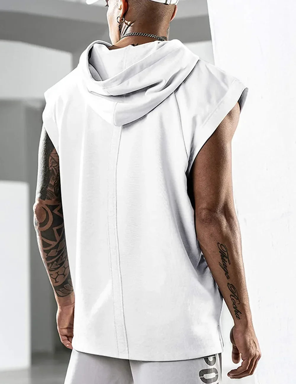 2024 Hooded Solid Color New Men's Casual Pullover Sports Men's T-shirt Sleeveless Men's Waistcoat Loose ShopOnlyDeal