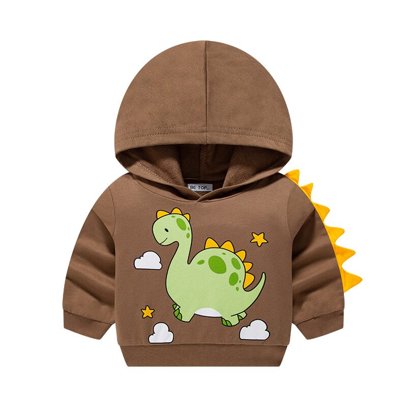 Boys' Hoodie Baby Spring and Autumn Cartoon Dinosaur Cotton Top Kids Knitted Pullover Trendy 18M-7Y Children's Sweatshirt ShopOnlyDeal