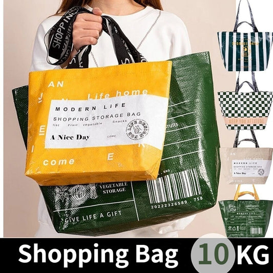 Large-capacity Waterproof Supermarket Grocery Shopping One-shoulder Portable PP Woven Shopping Bag for retail stores，boutique ShopOnlyDeal